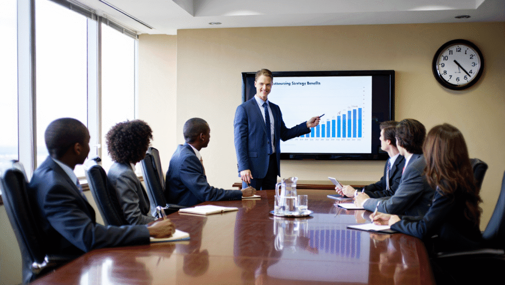 ejemplo de grupo de personas gestionando unnegocio