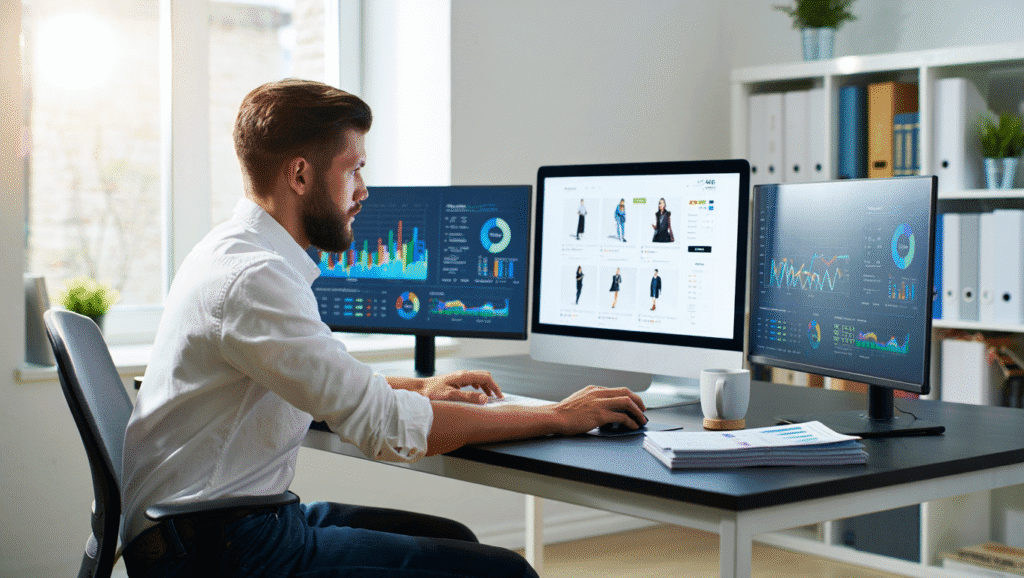 hombre trabajando en su eccomerce